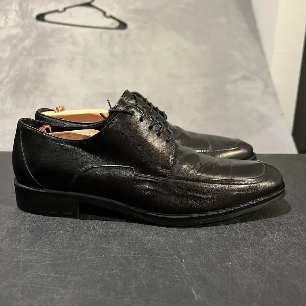 Bruno Magli Shoes Mens Size 9.5 Black Leather Oxford Dress Lace Up Made In Italy